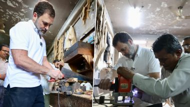 Rahul Gandhi Now Visits Furniture Market in Delhi’s Kirti Nagar, Interacts With Workers